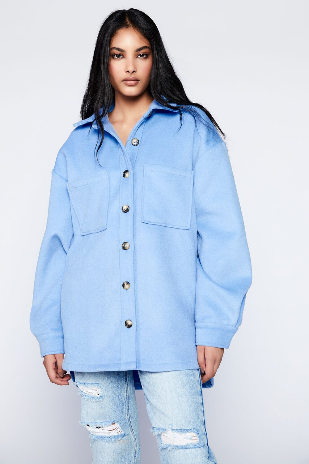 TALIA OVERSHIRT in colour CERULEAN
