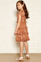 MARYAM FRILL DRESS in colour MUTED CLAY
