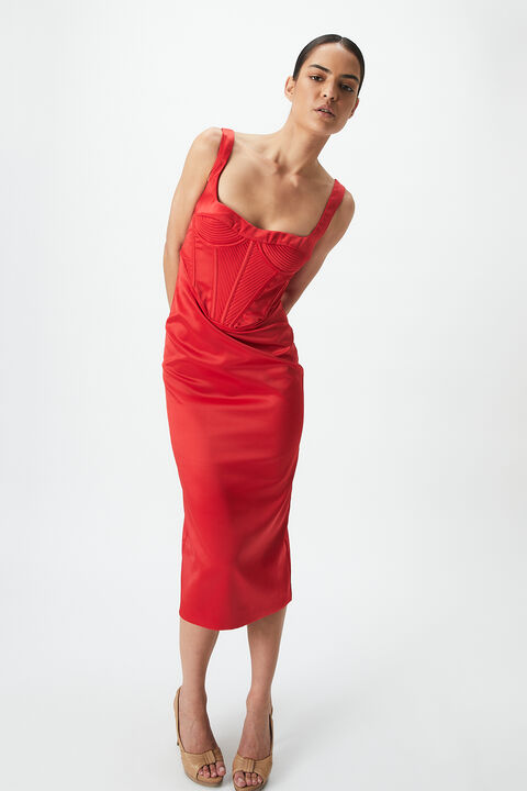 ELODIE MIDI DRESS in colour FIESTA