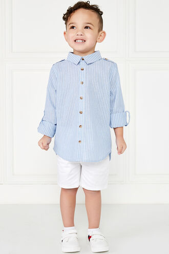 LINEN STRIPE SHIRT in colour BRIGHT WHITE