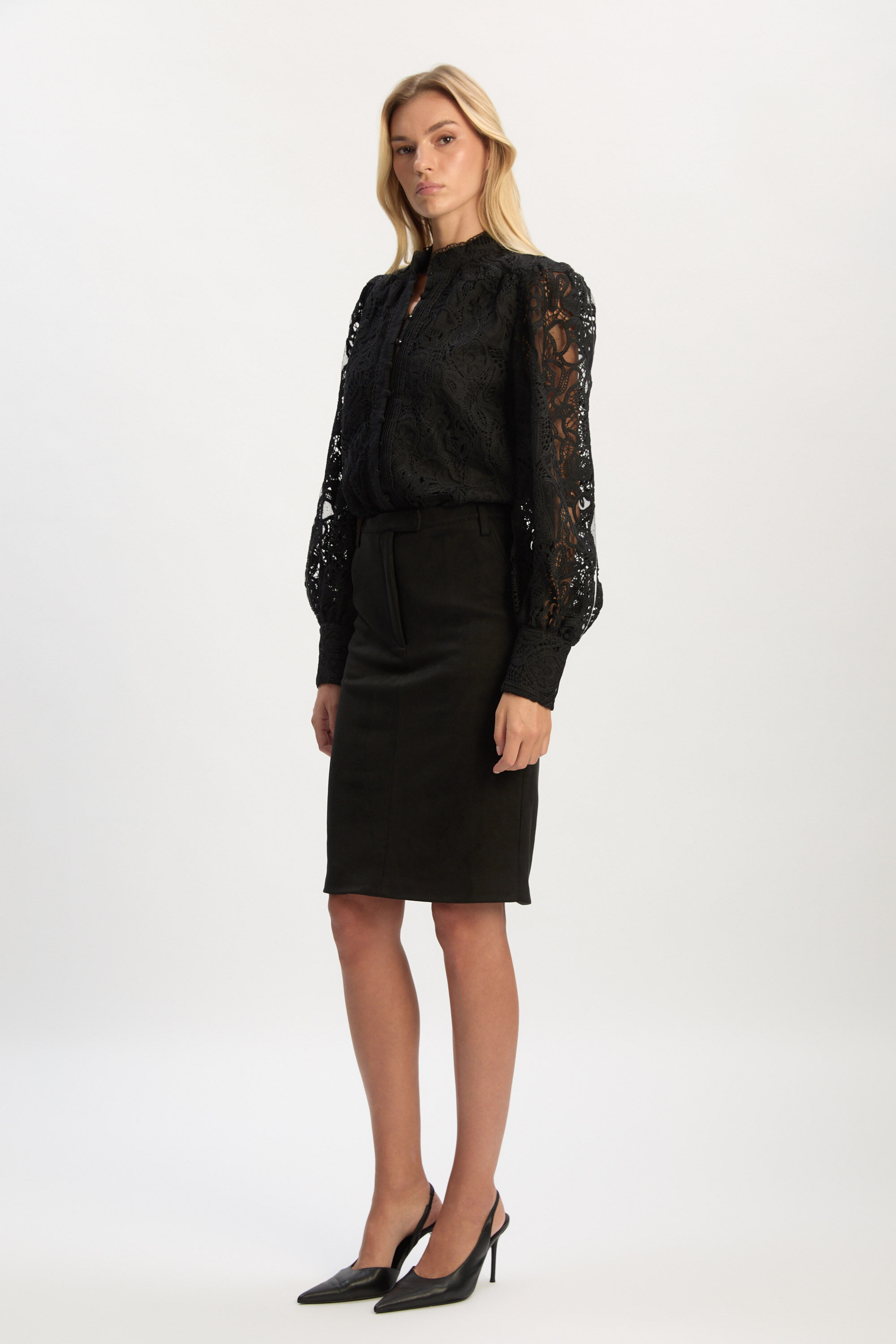 Phenix Vegan Suede Skirt In Black | Bardot