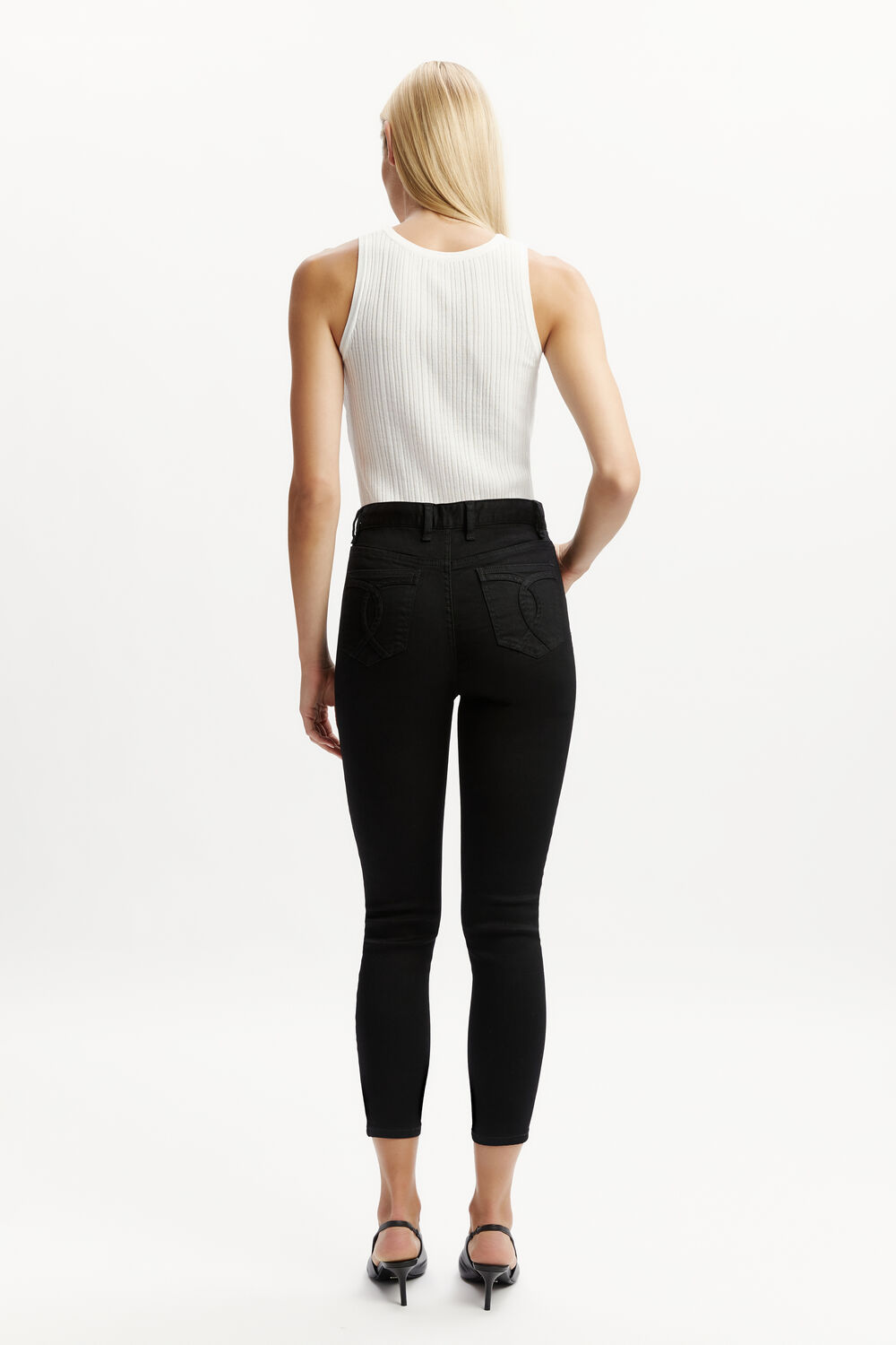KHLOE HI CROP JEAN in colour CAVIAR