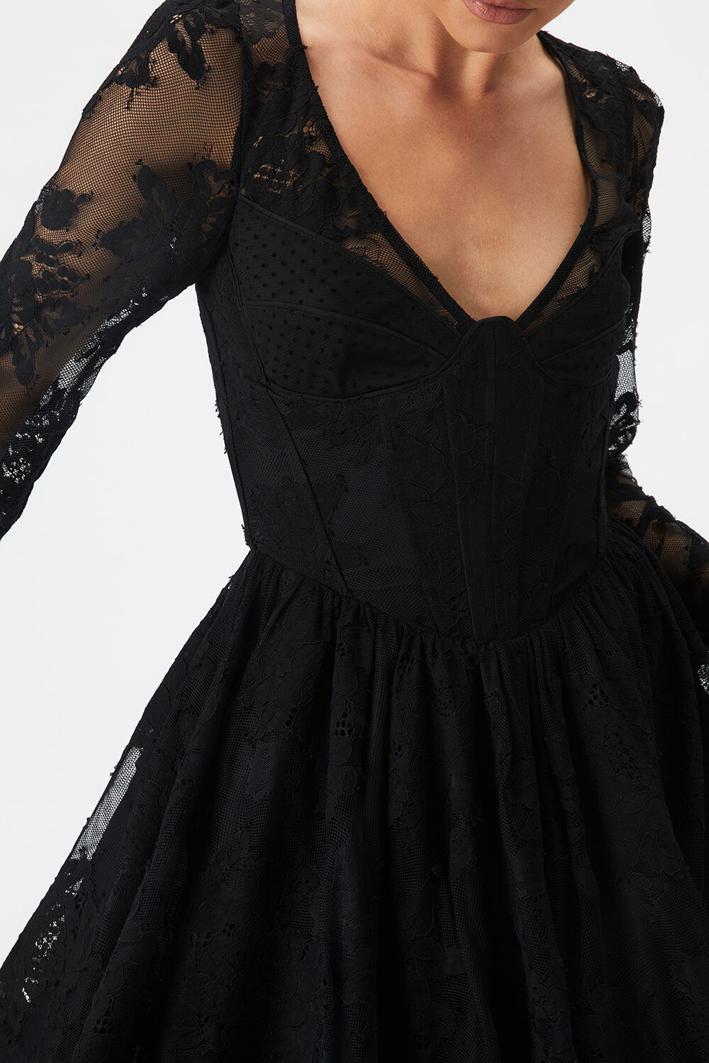 ELLIE LACE CORSET DRESS in colour CAVIAR