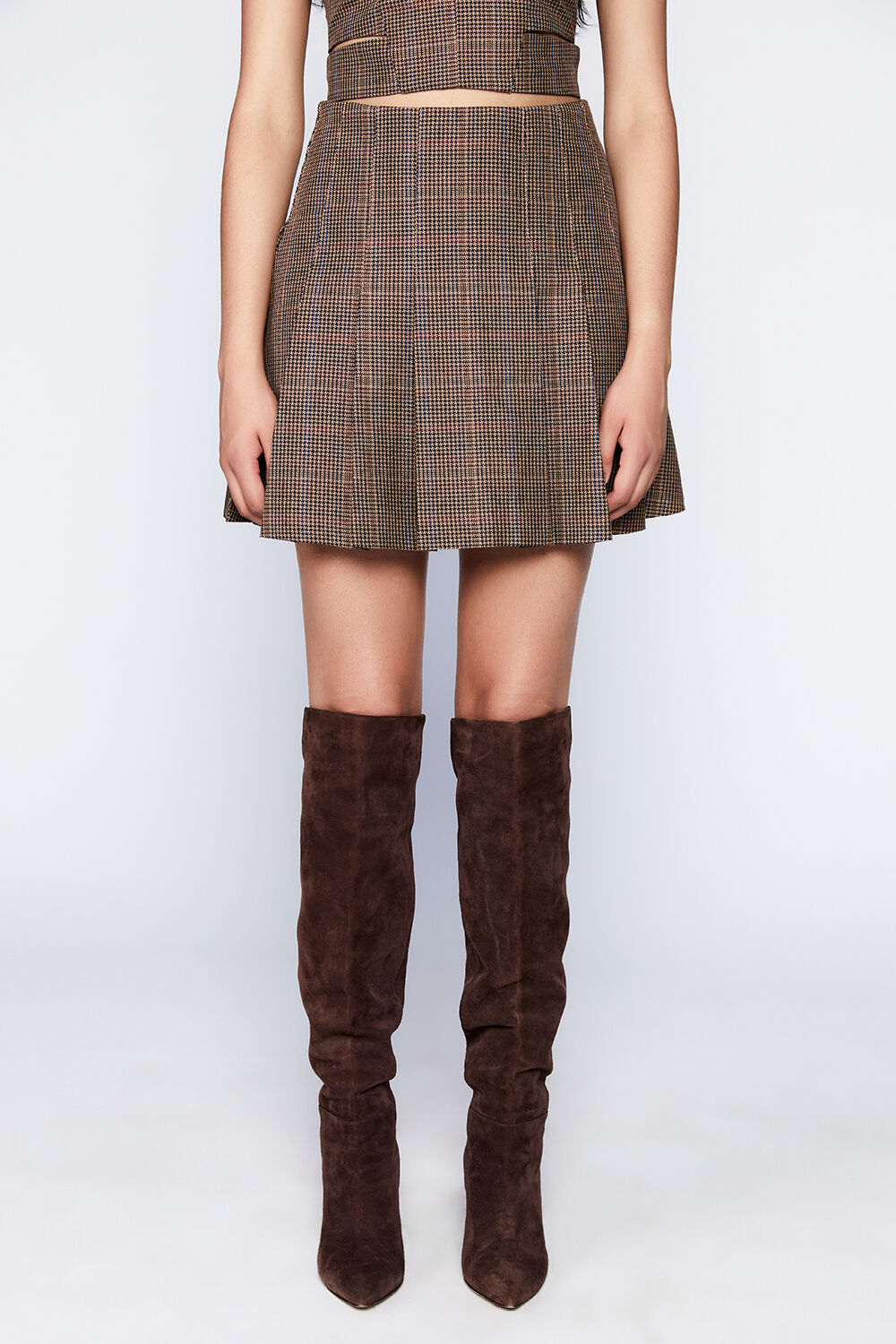 ZIGI PLEATED SKIRT in colour TOBACCO BROWN