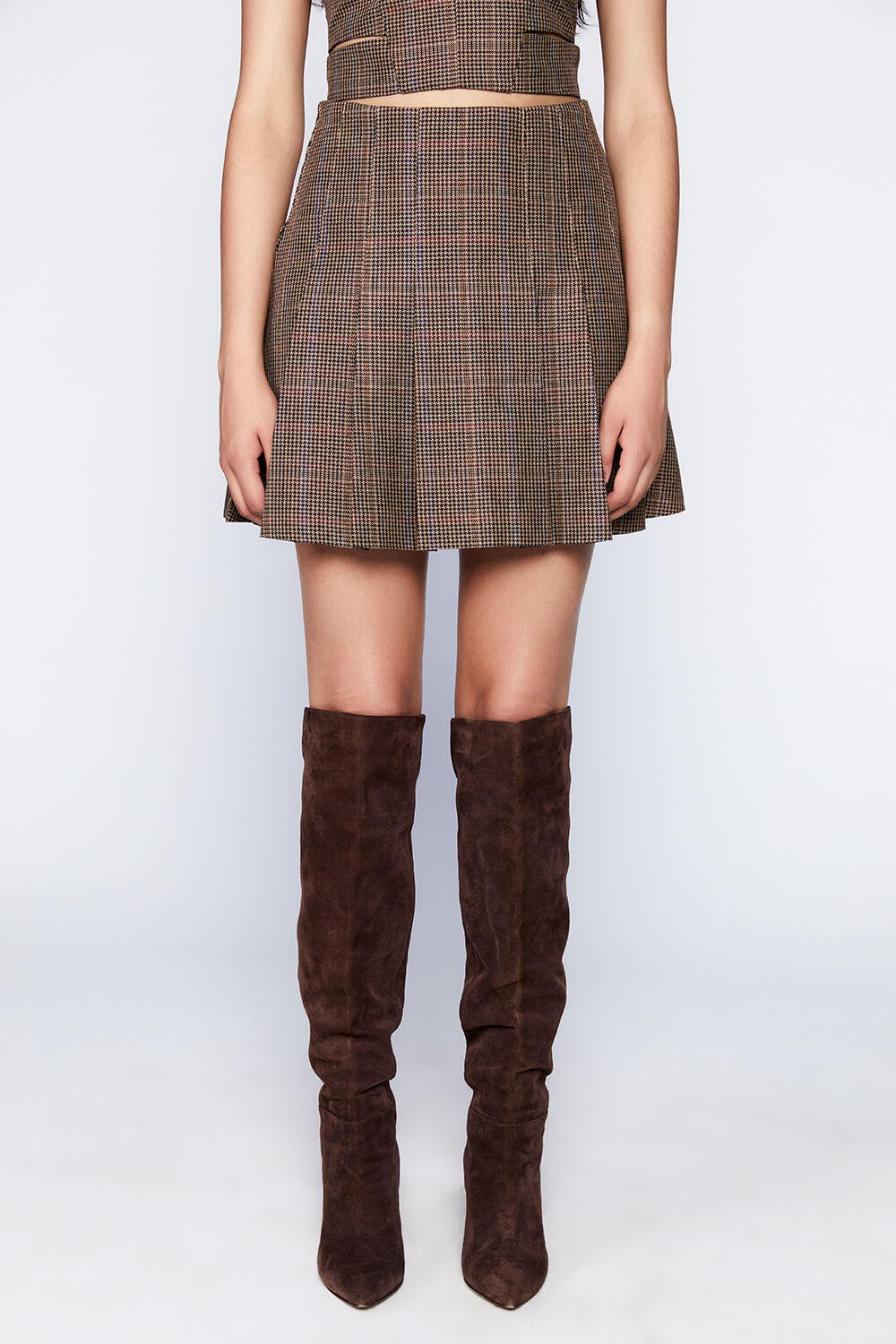 ZIGI PLEATED SKIRT in colour TOBACCO BROWN