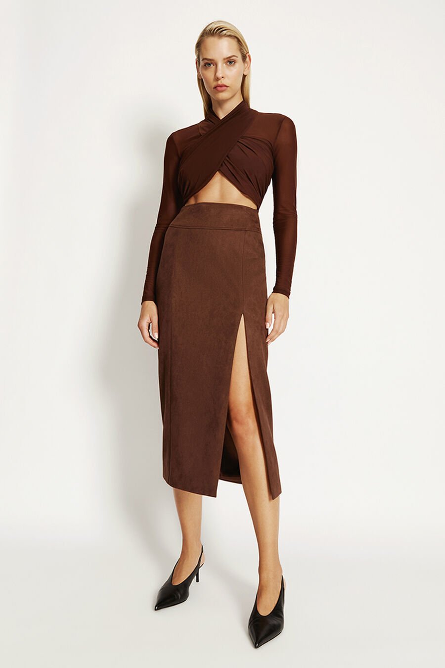 Dante Vegan Suede Midi Skirt