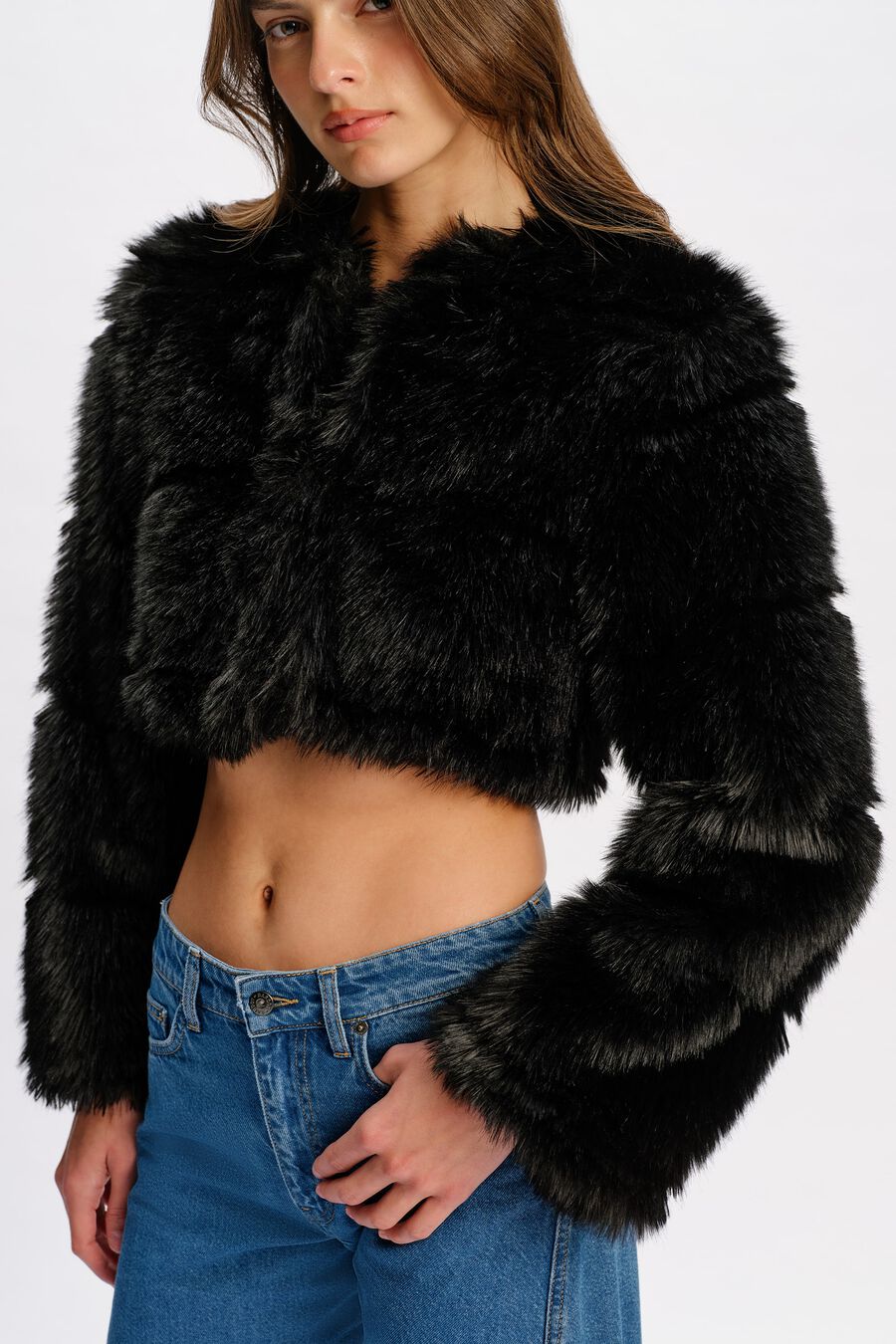 Petro Cropped Faux Fur Jacket