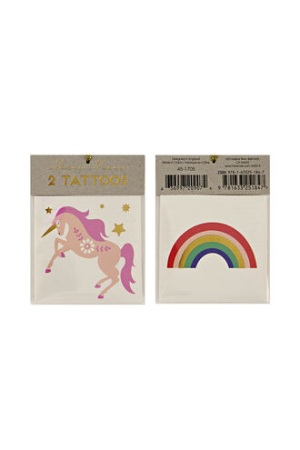 Tattoos - Unicorn & Rainbow in colour BRIGHT WHITE
