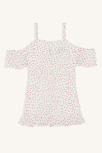 TILLY FLUTTER ROMPER in colour CLOUD DANCER