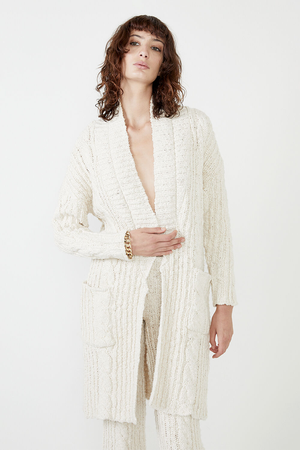 beige colour cardigan