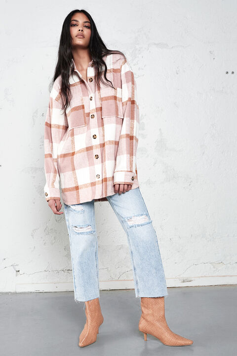 TALIA CHECK SHACKET in colour PEARL