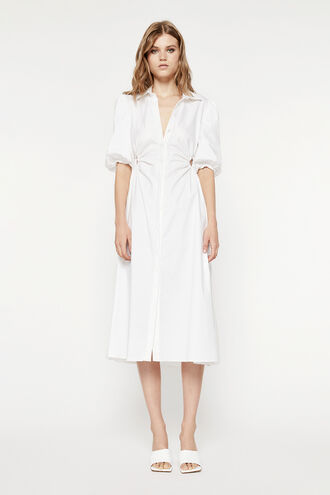 CUT OUT MIDI SHIRT DRESS in colour BRIGHT WHITE