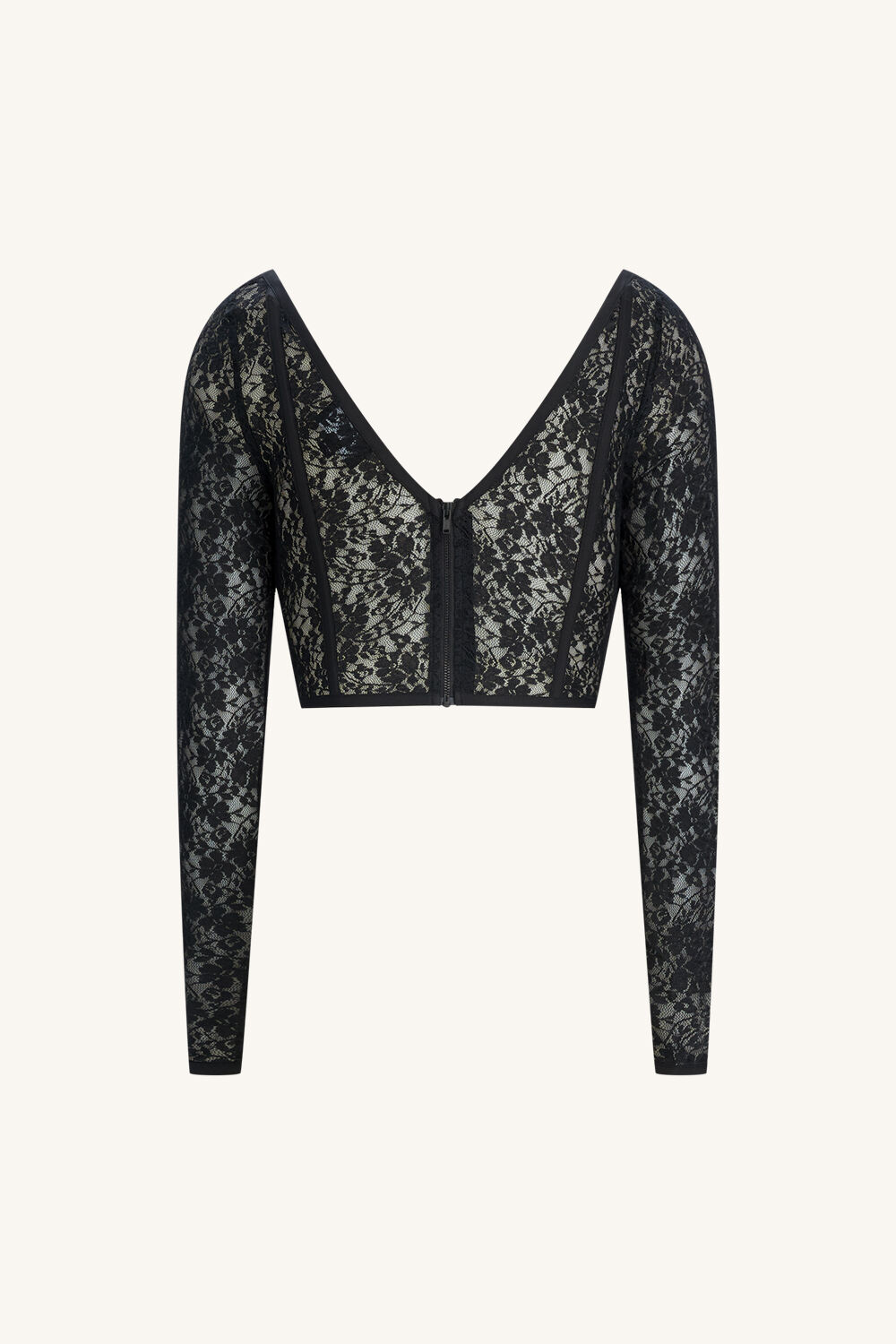 LACE CORSET TOP in colour CAVIAR