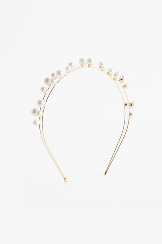 MULTI PEARL HEABDAND. in colour WHITE SAND