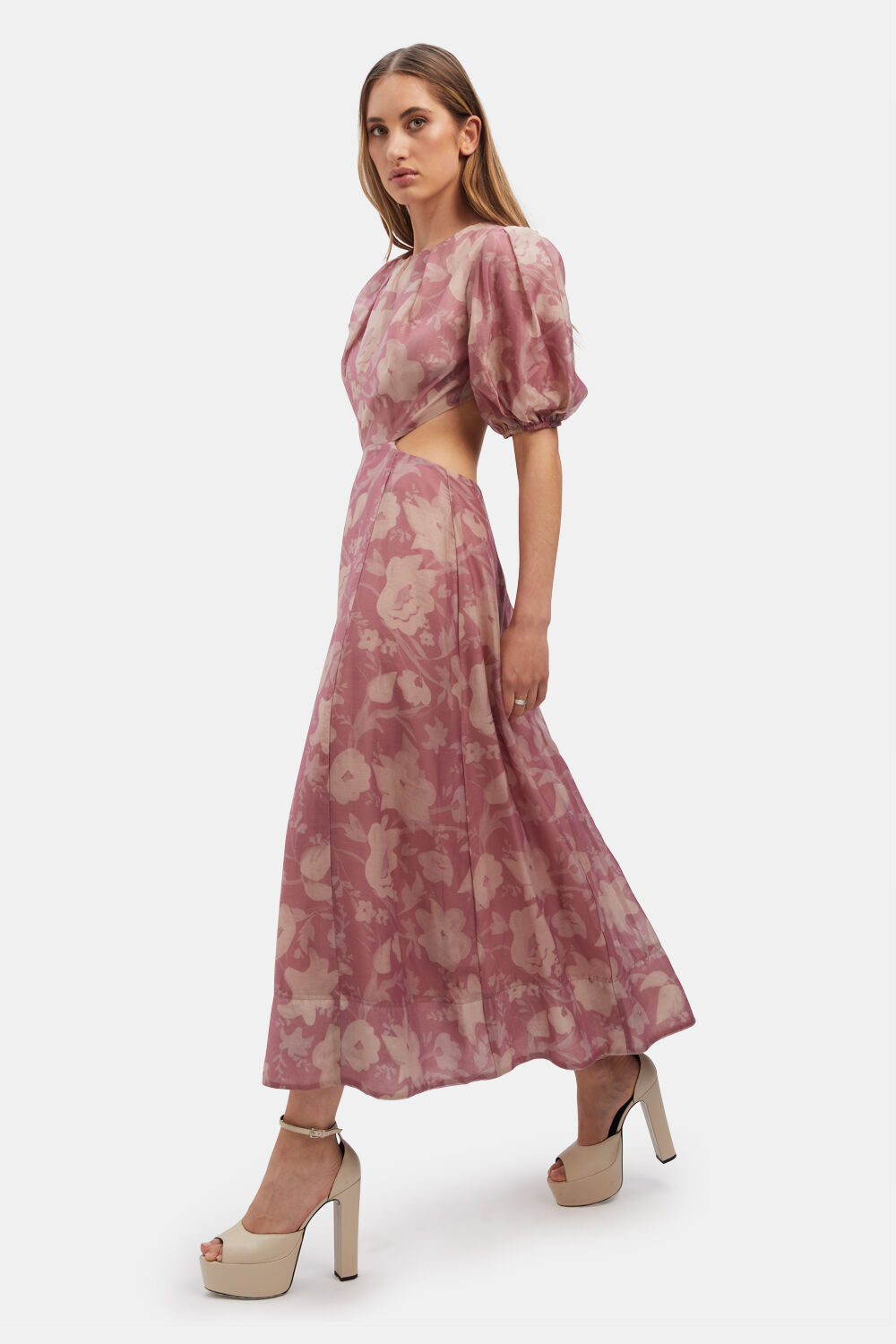 FONTANA PRINTED MIDI DRESS in colour MELLOW ROSE