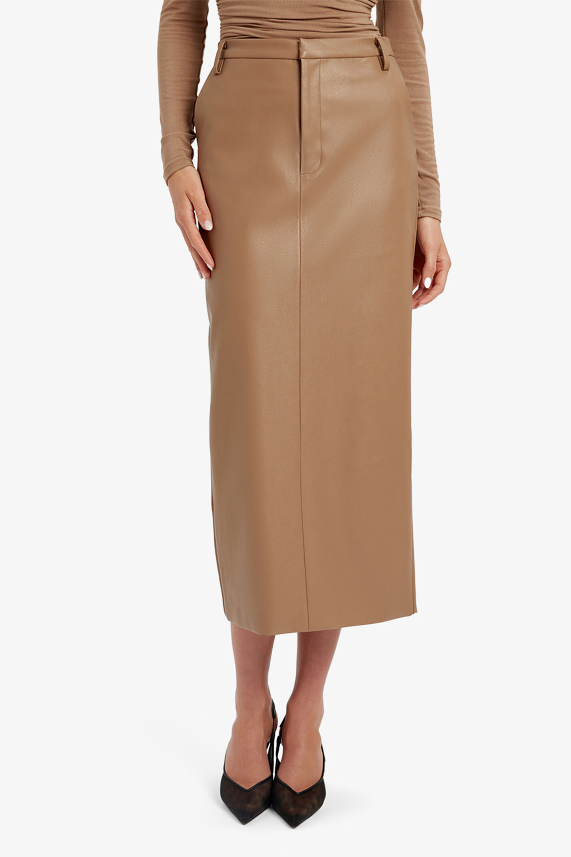 Camel leather skirt shop