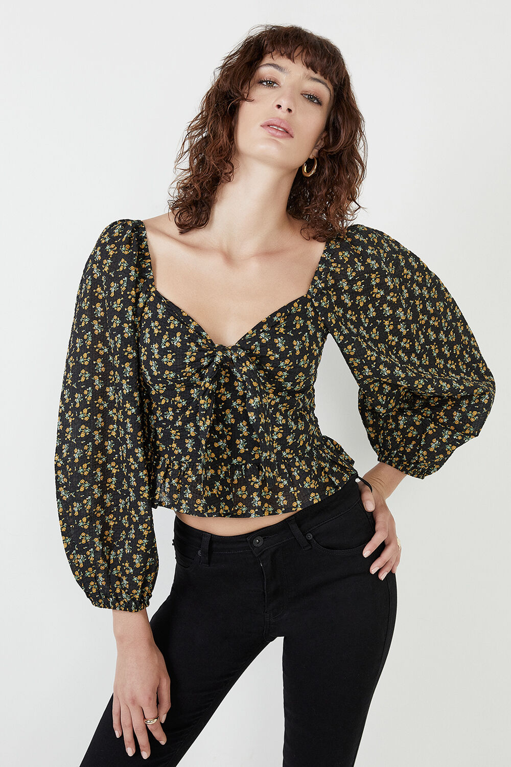 Bardot tie front best sale top