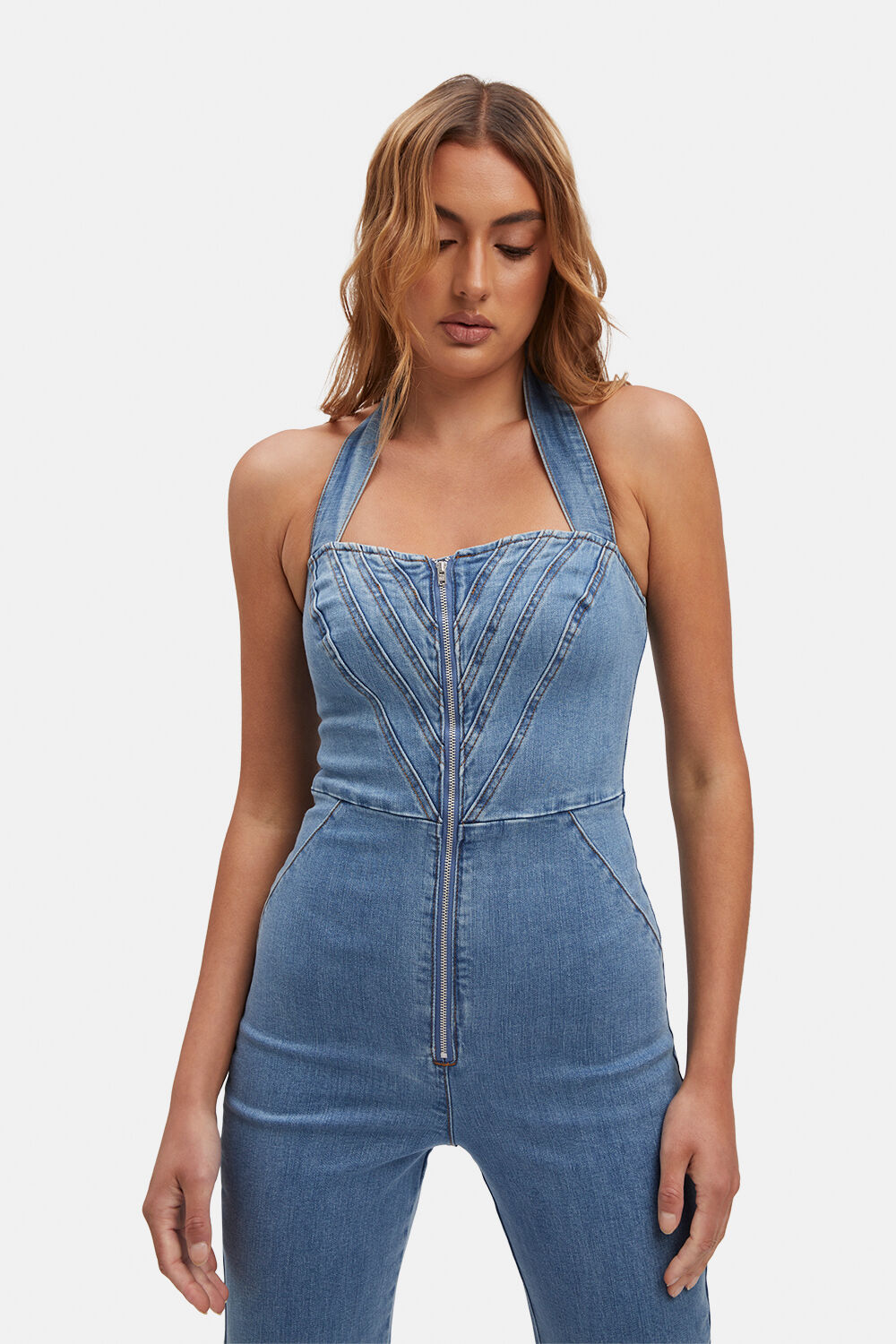 LEE HALTER PANTSUIT in colour MIDNIGHT NAVY