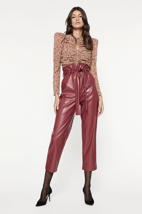 RUCHED DITSY FLORAL CROP TOP in colour CAVIAR