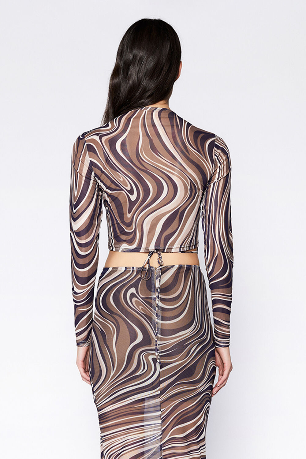 ZENDAYA MESH TOP in colour BROWN SWIRL
