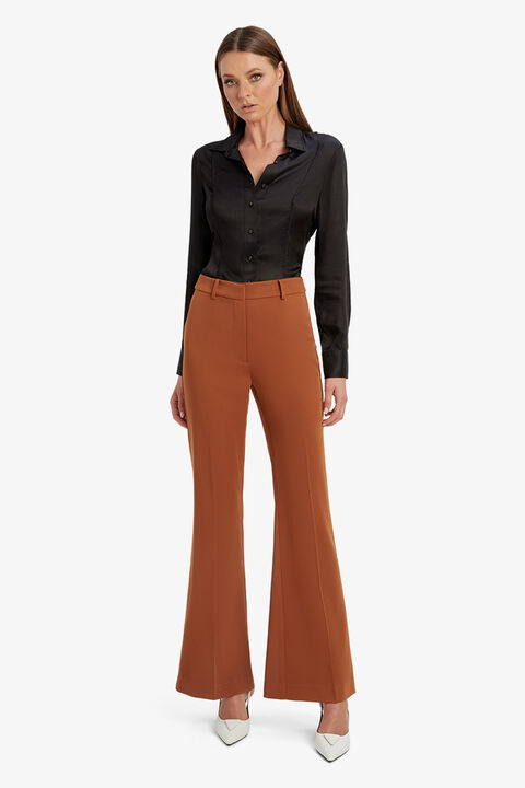 HALIFAX SLIM FLARE PANT in colour COPPER BROWN