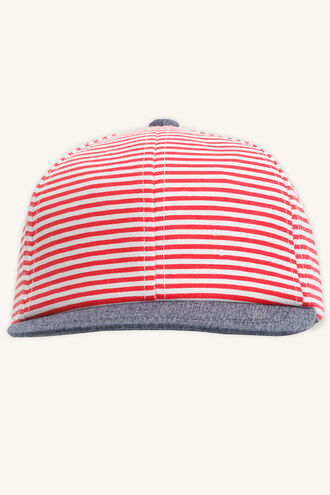 STRIPE TODDLER CAP in colour RED BUD