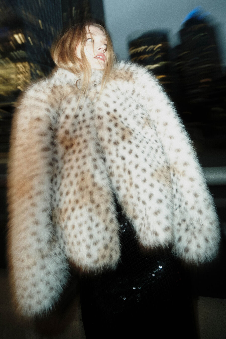 SYLVIE ZIP FAUX FUR JACKET in colour Animal Print