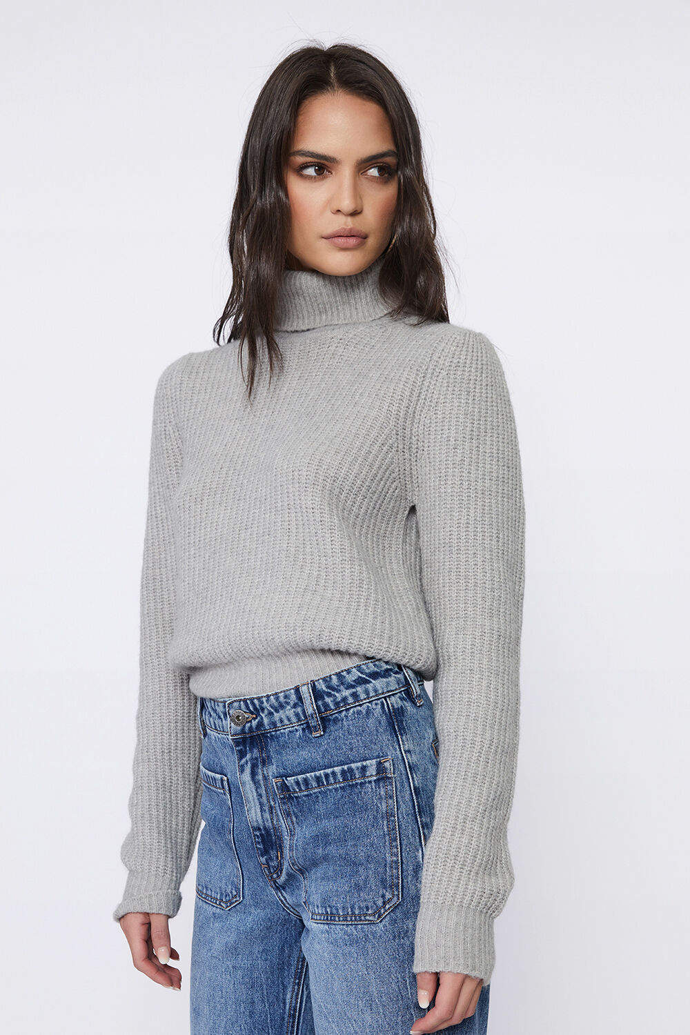 RORY CROP KNIT in colour SMOKED PEARL