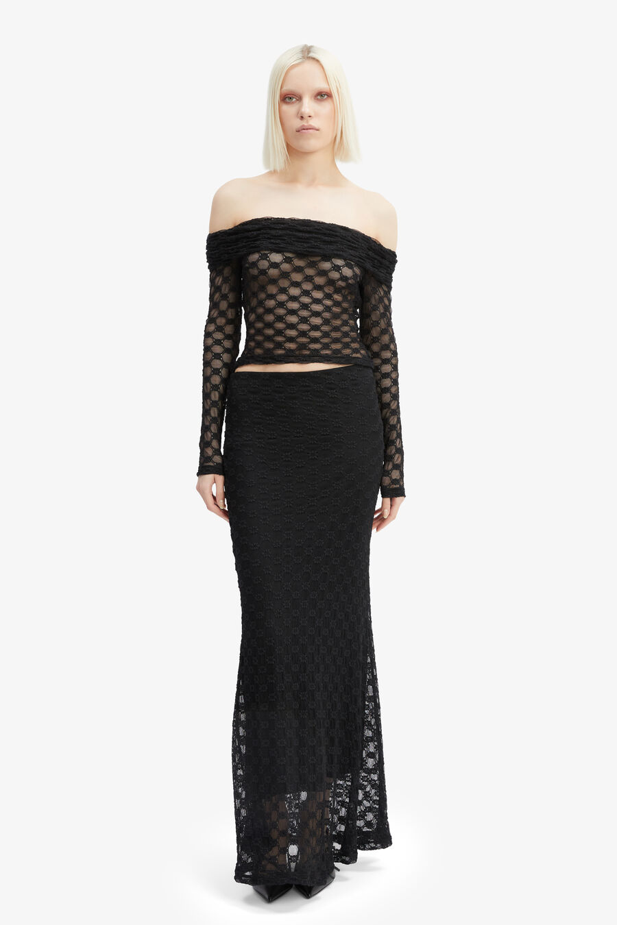 ADONI MID RISE MAXI SKIRT in colour BLACK