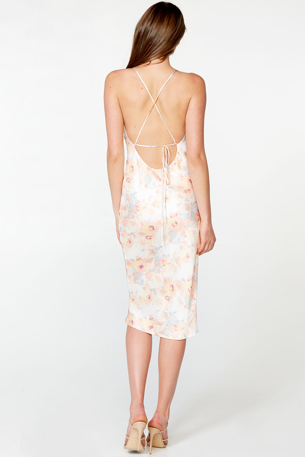 FLORAL SLIP DRESS in colour VANILLA CUSTARD