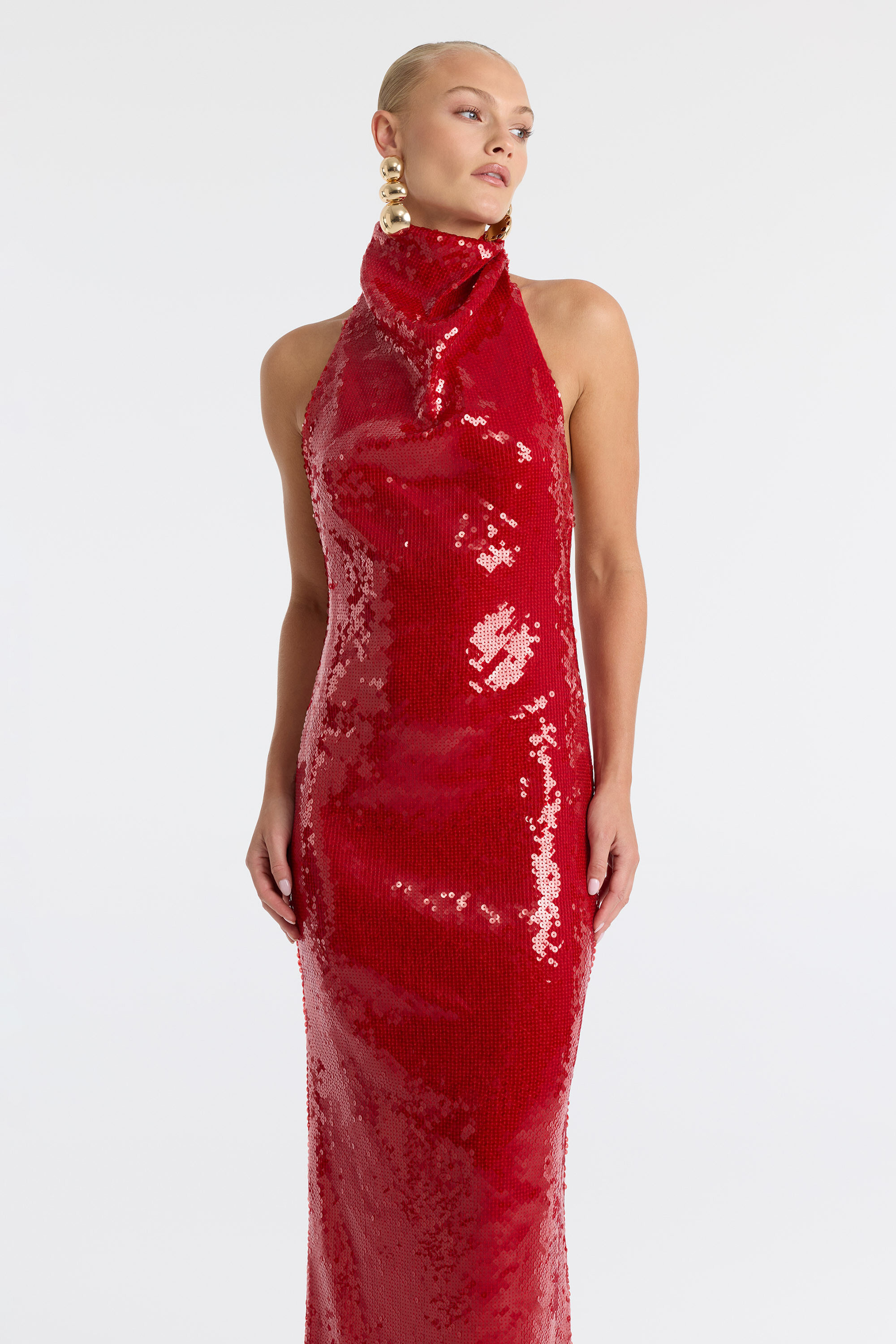 strapless open back dress Maya Fully Embellished Red Long Sleeve Bardot Maxi Dress  Maya Deluxe