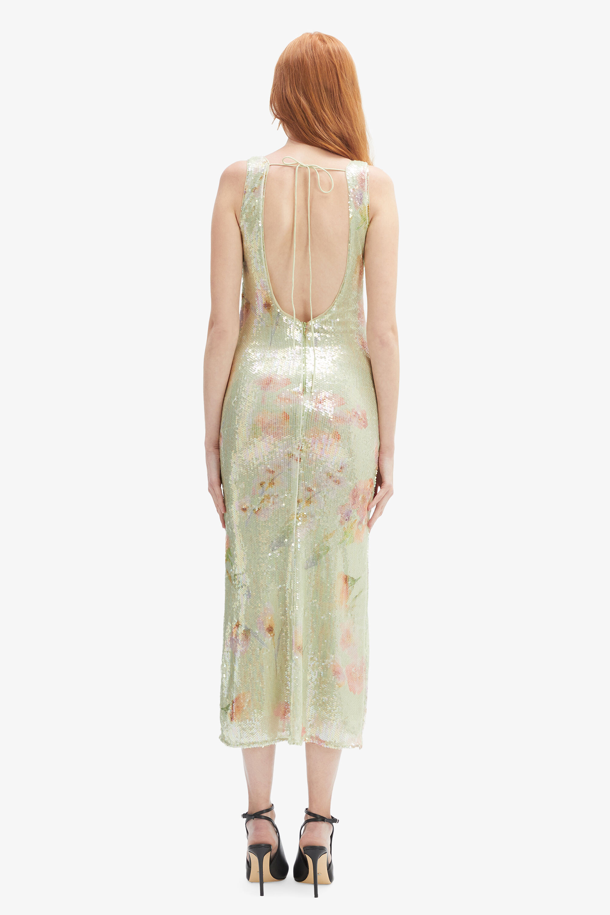 Eloda Sequin Midi Dress In Green Flo | Bardot