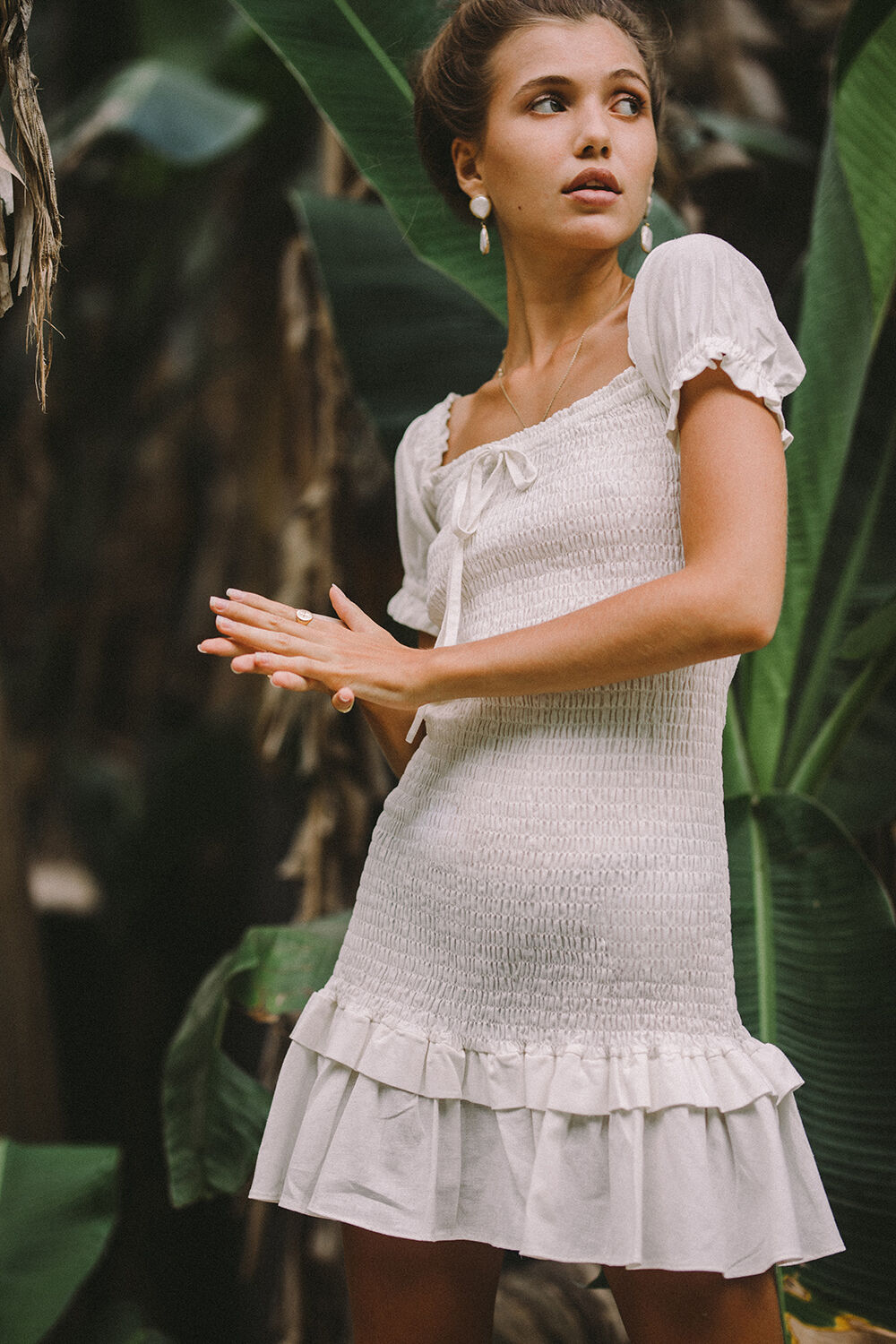 GWEN MINI DRESS in colour CLOUD DANCER