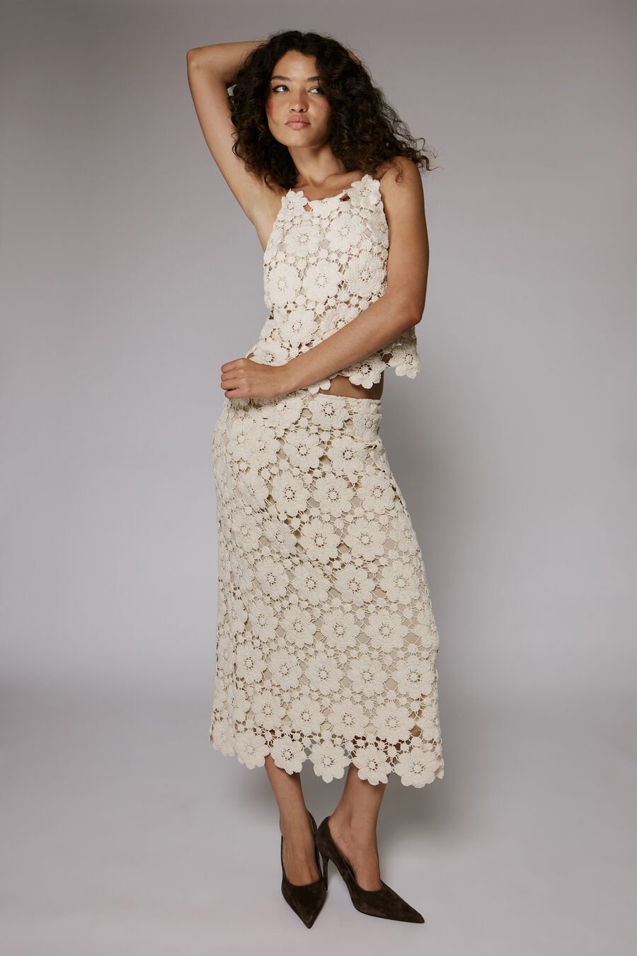 Veneta Crochet Midi Skirt