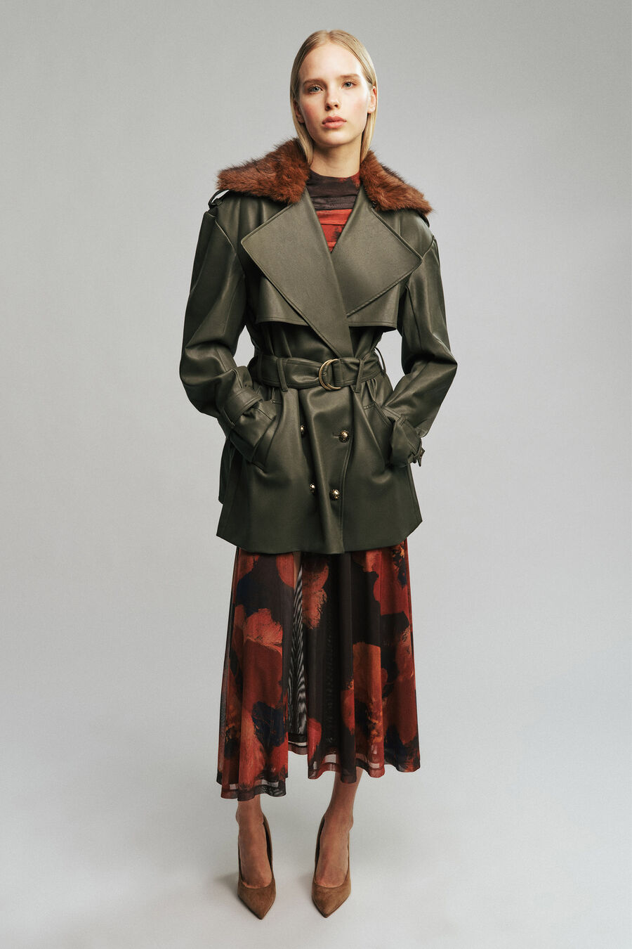Vegan Leather & Faux Fur Coat
