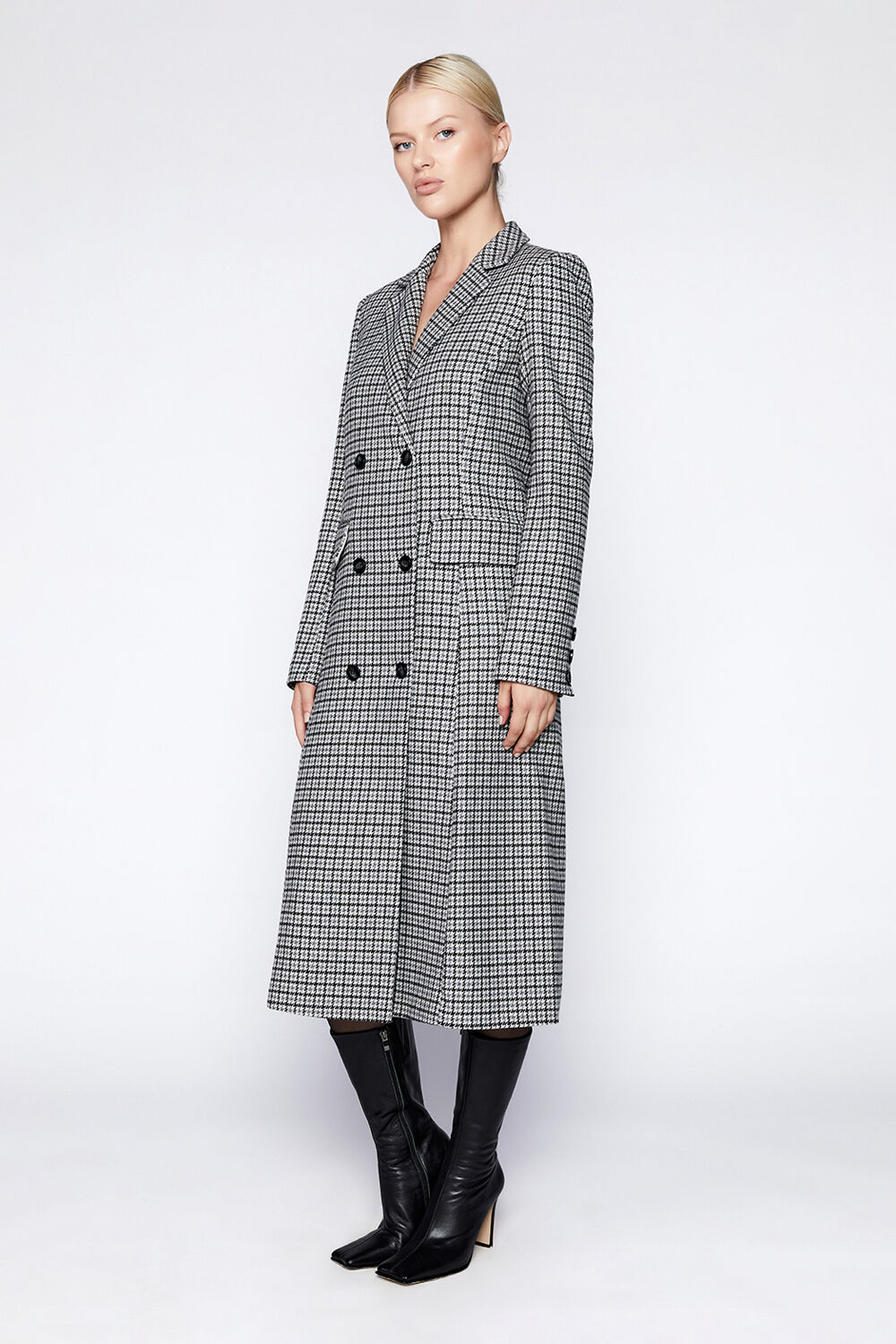 CLASSIC GREY CHECK COAT in colour BIRCH