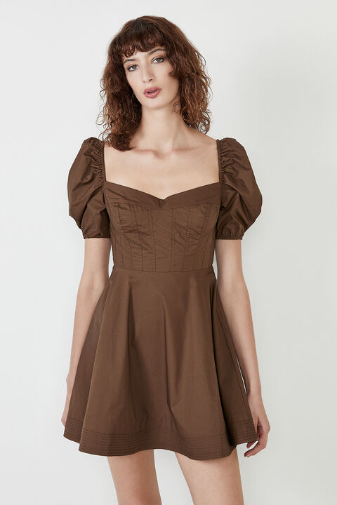 THE CORSET STAPLE DRESS in colour CHOCOLATE BROWN