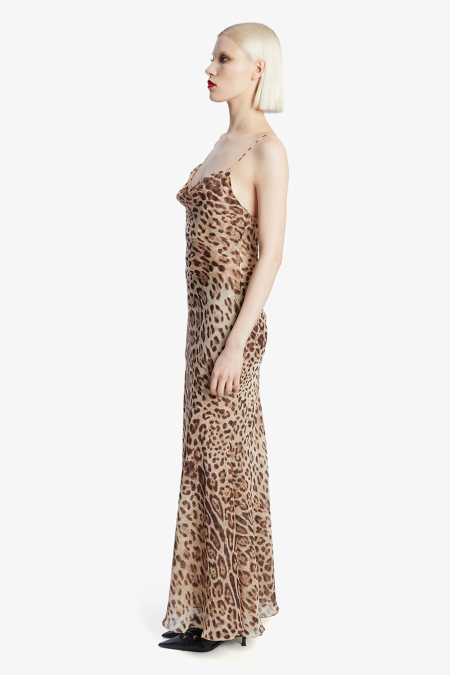MONROE COWL NECK MAXI DRESS in colour Brown Leopard