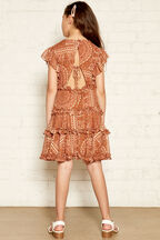 MARYAM FRILL DRESS in colour MUTED CLAY