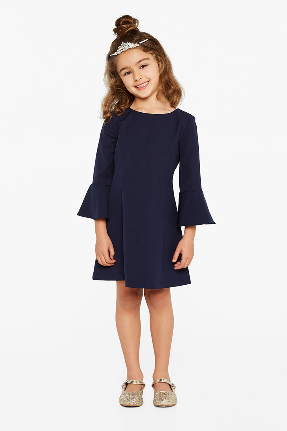 Junior Girl June Panel Dress in Navy Bardot Junior