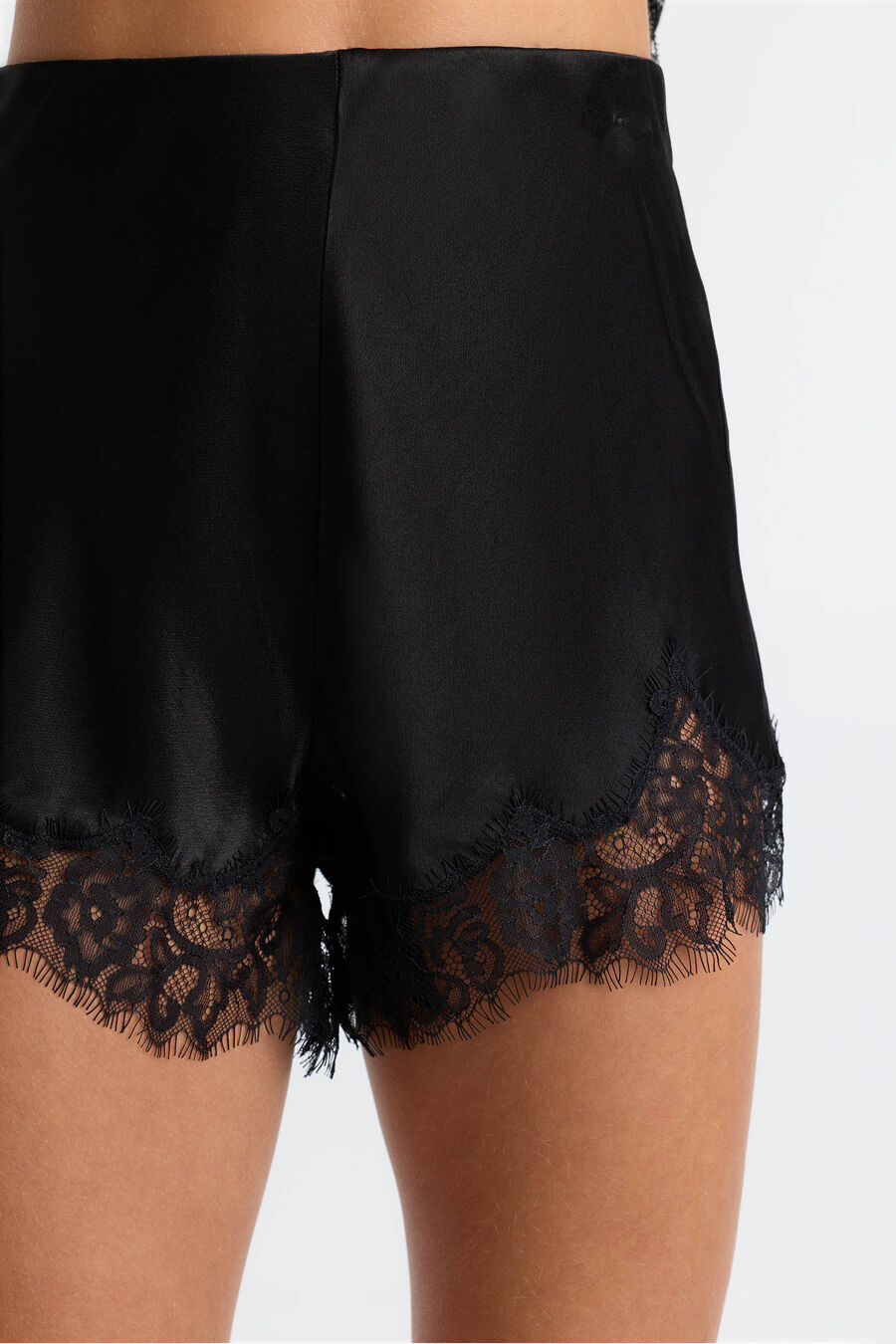 Silvio Satin Lace Trim Short