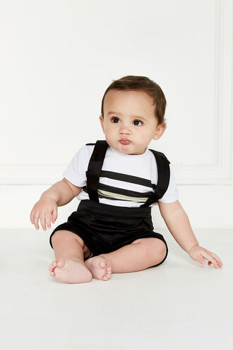 PIPED SHORT OVERALL in colour JET BLACK