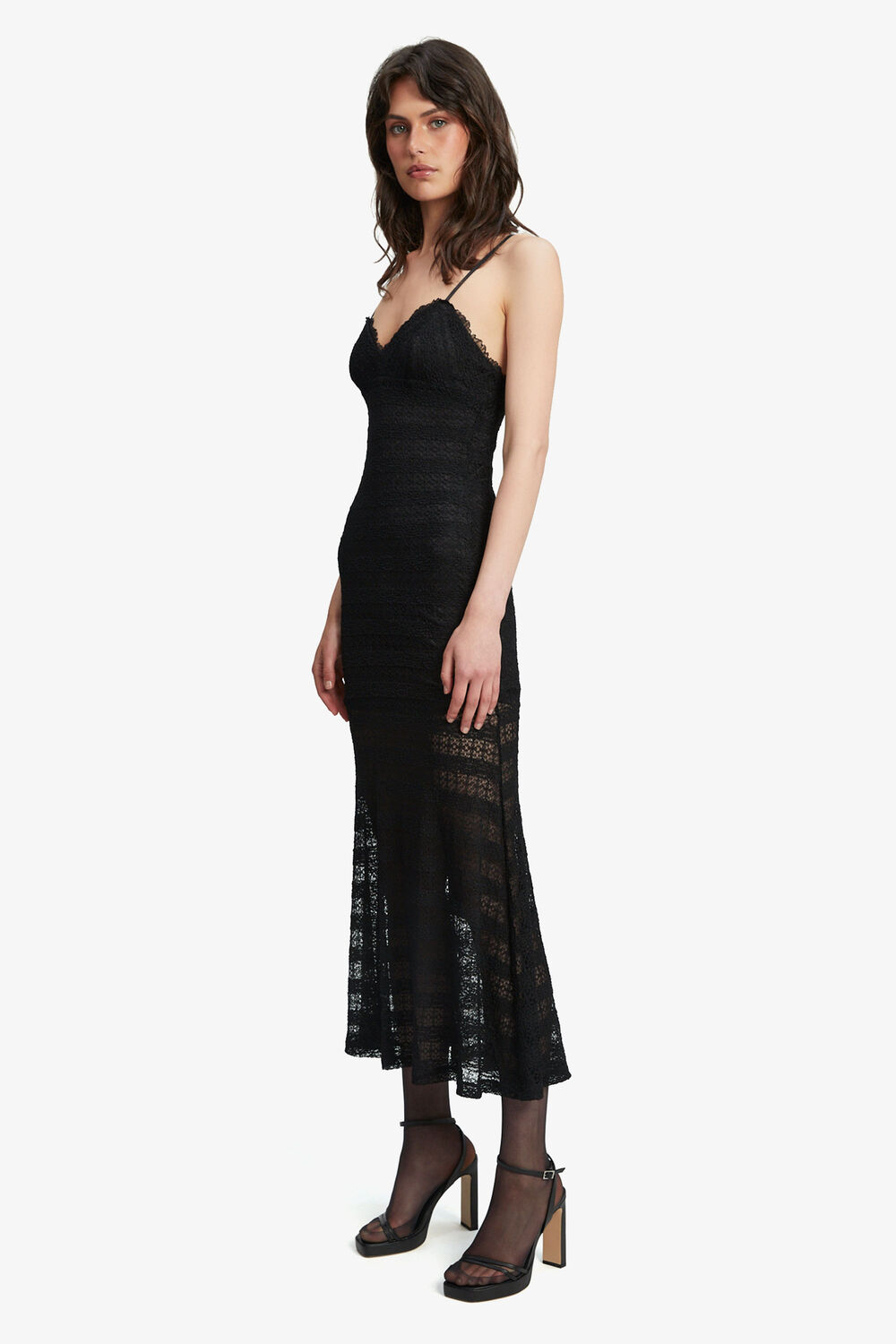 FLYNN LACE DRESS in colour CAVIAR