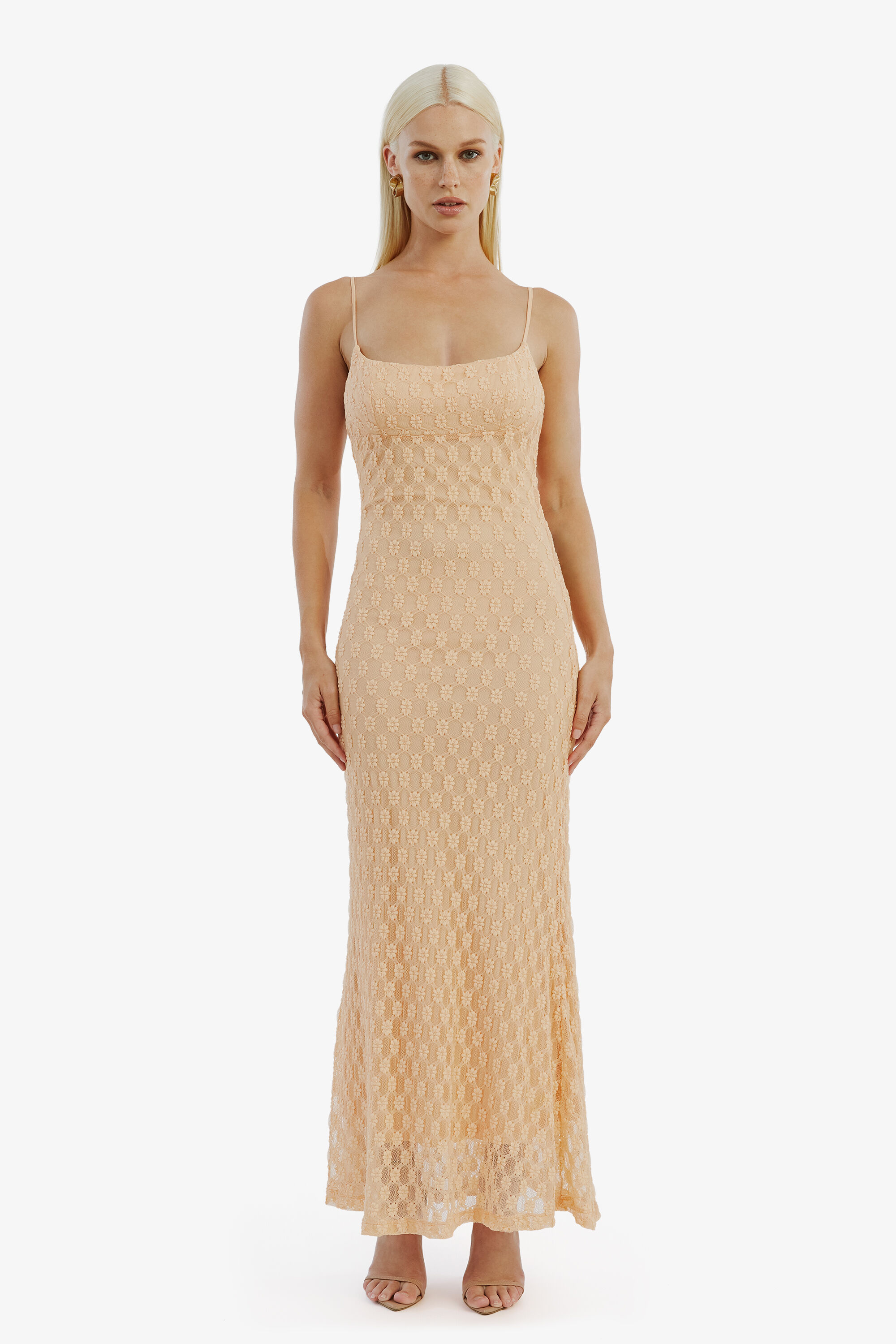 Peach shop bardot dress