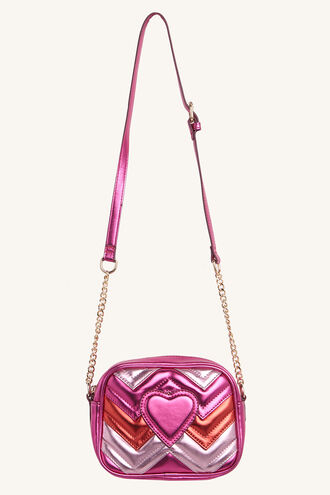 HEART EXPLOSION CROSS BODY BAG in colour PINK CARNATION