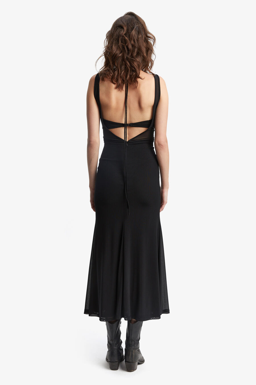 HESTIA MESH MIDI DRESS in colour BLACK