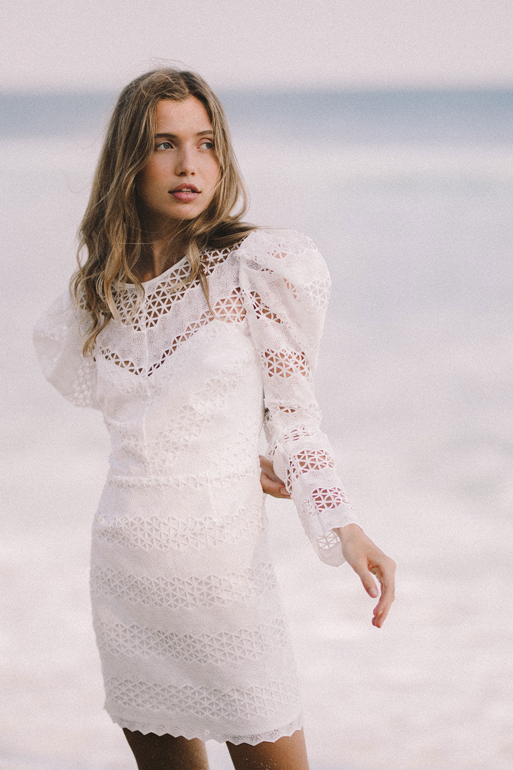 LANA LACE DRESS in colour CLOUD DANCER