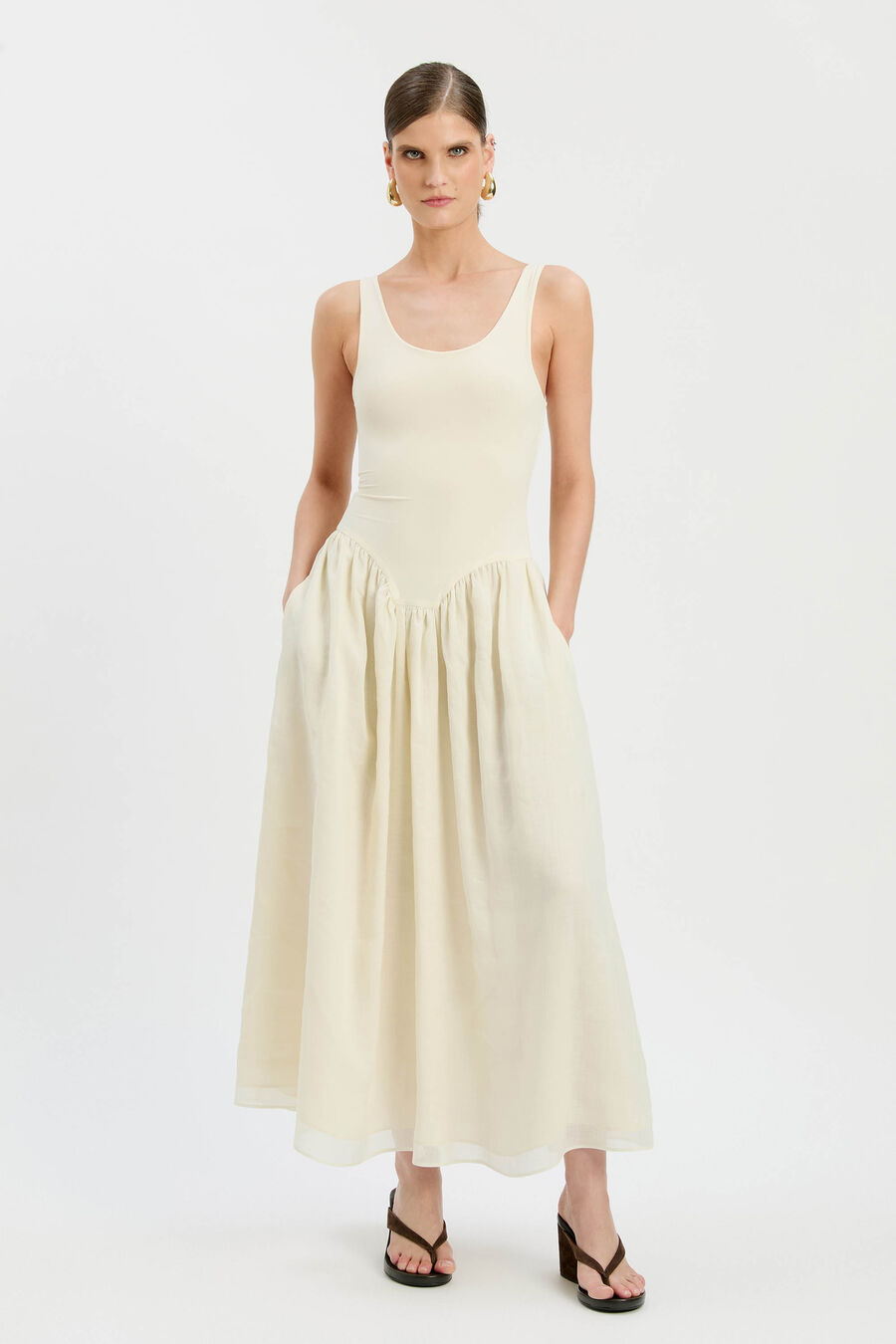 Lorie Scoop Neck Midi Dress