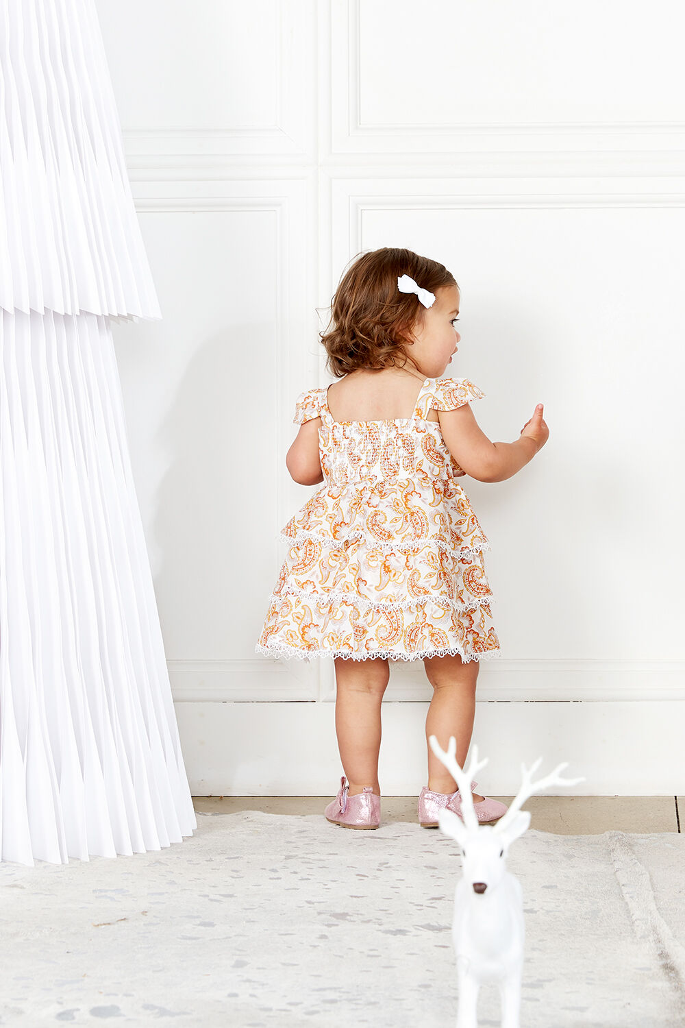 Abigail Tier Dress in colour AMBER BROWN