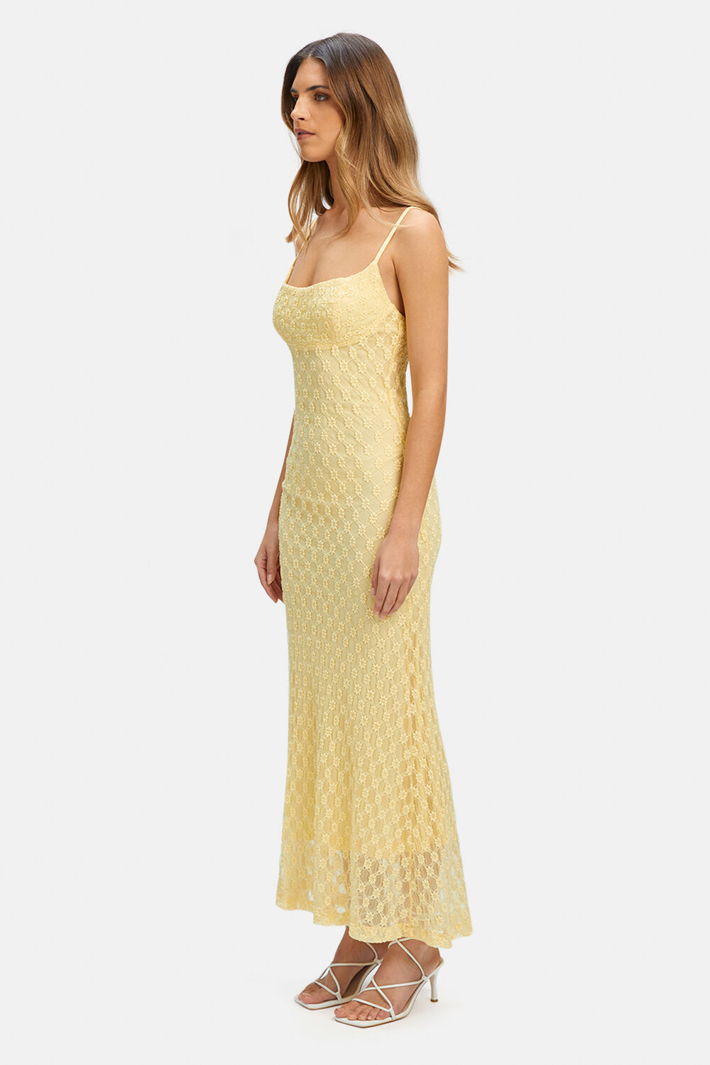 ADONI MESH MIDI DRESS in colour LIMELIGHT